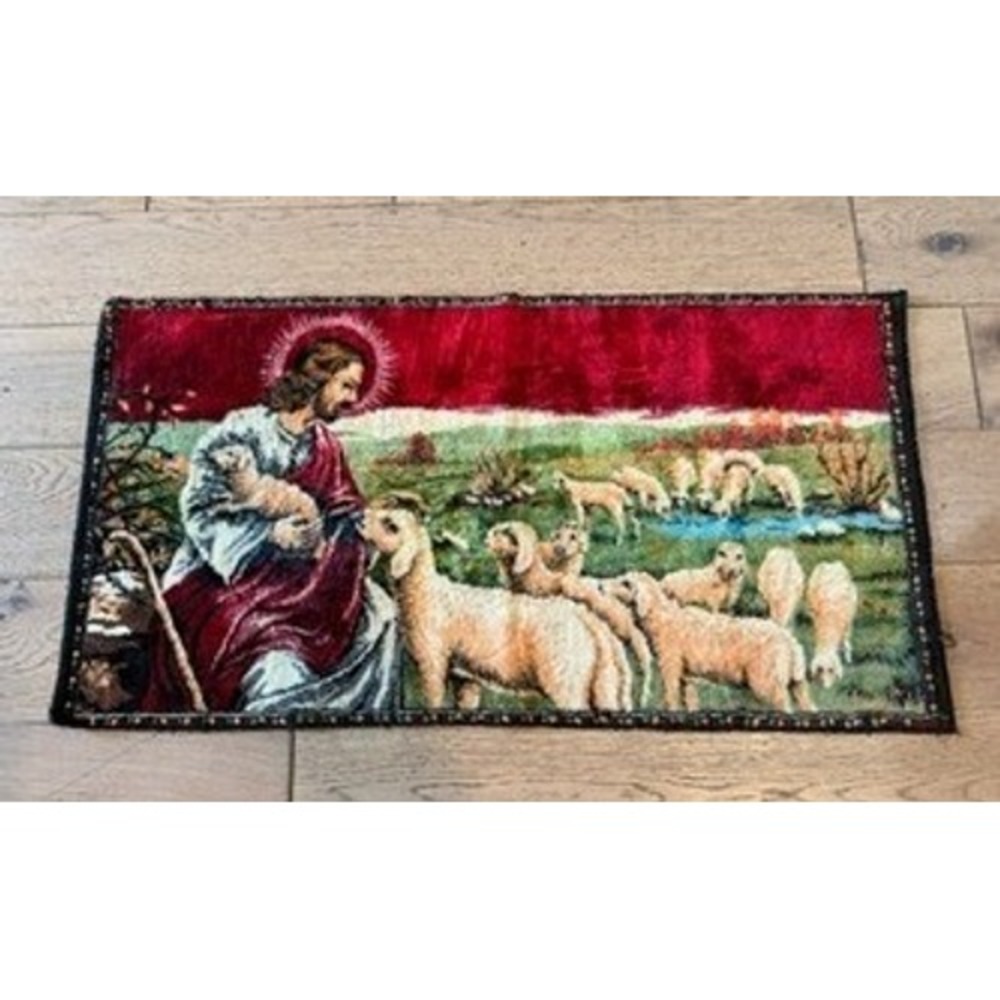 Jesus Good‎ Shepherd Vintage Tapestry Vintage Religious Made in Lebanon (1671)